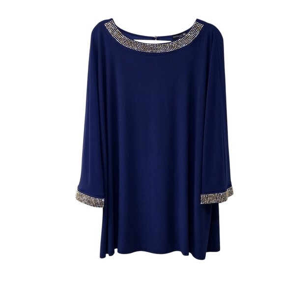 (NWT) Antthony: Embellished Pullover Poncho Top, Size 2X, Cobalt Blue - Picture 1 of 9